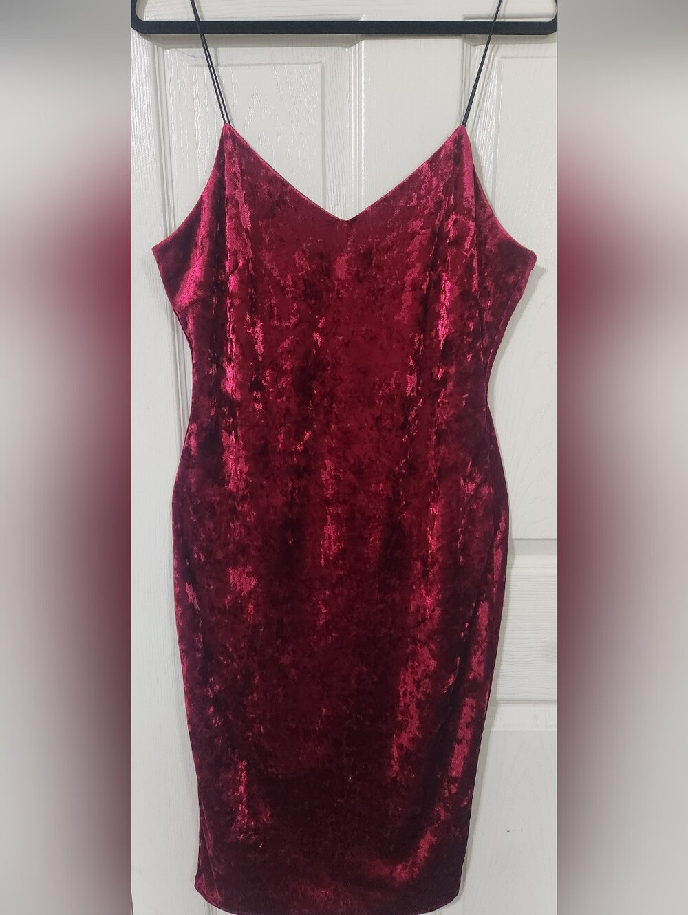 Velvet Burgundy Slip Dress with Spaghetti Straps